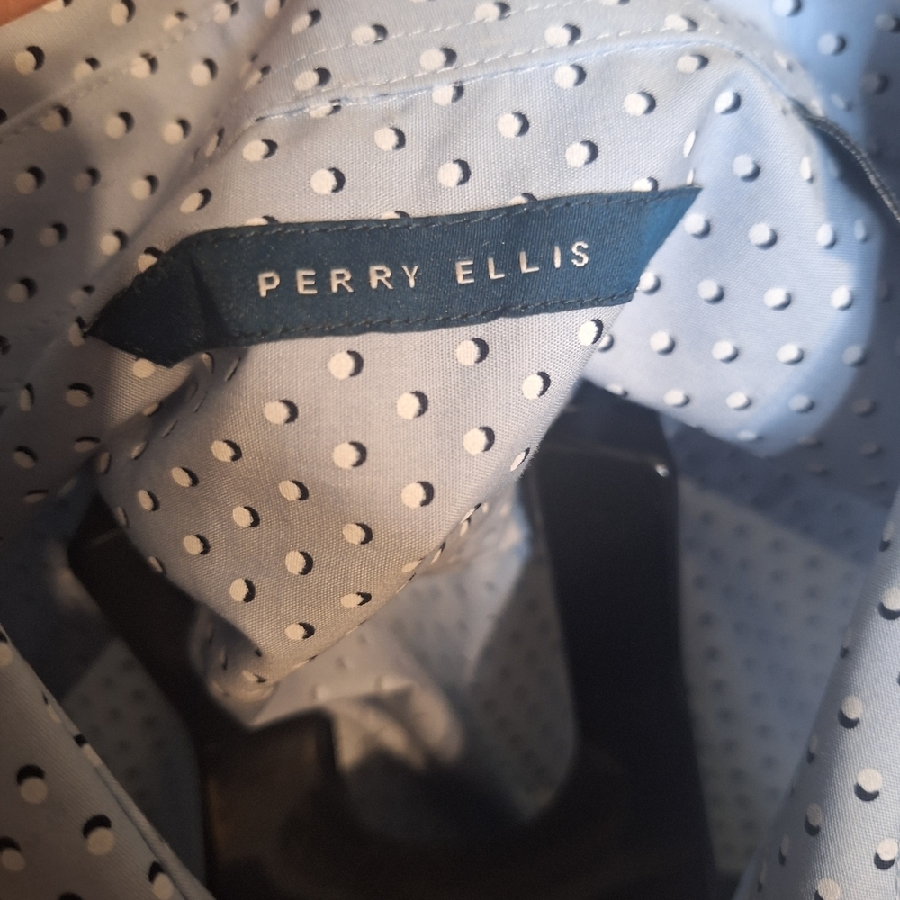 Perry Ellis Light Blue Polka Dot Men's Shirt. Size S - Picture 5 of 7